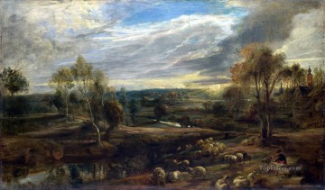 Sheep Shepherd Painting - RUBENS Peter Paul A Landscape with a Shepherd and his Flock